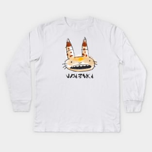 Space Cat Sumi-e Kids Long Sleeve T-Shirt